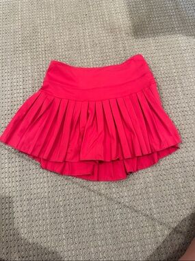 Bright Pink Pleated Skater Skirt with Built-In Short Liner